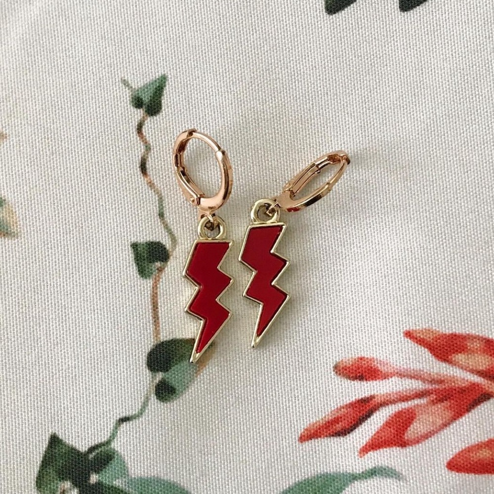 Red Lightning Bolt Earrings